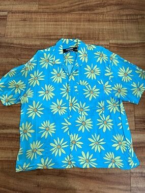 Jacquemus Turquoise Floral Short-Sleeve Button Shirt